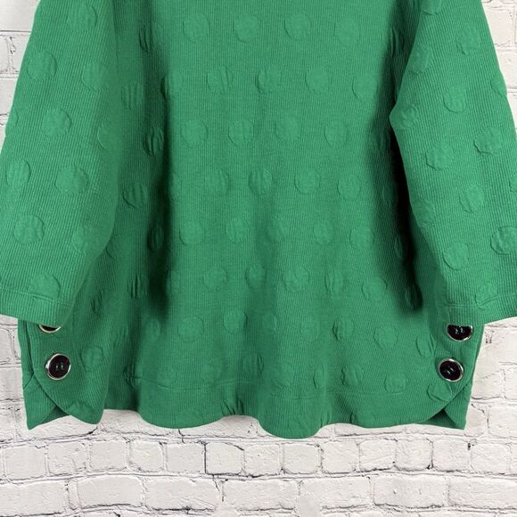 Ali Miles Green Textured Tunic Sweater Mock Neck Top Womens Plus 1X Lagenlook - Picture 3 of 10